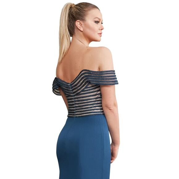 Alexander by Daymor 1163 Teal Dress - Picture 3 of 3